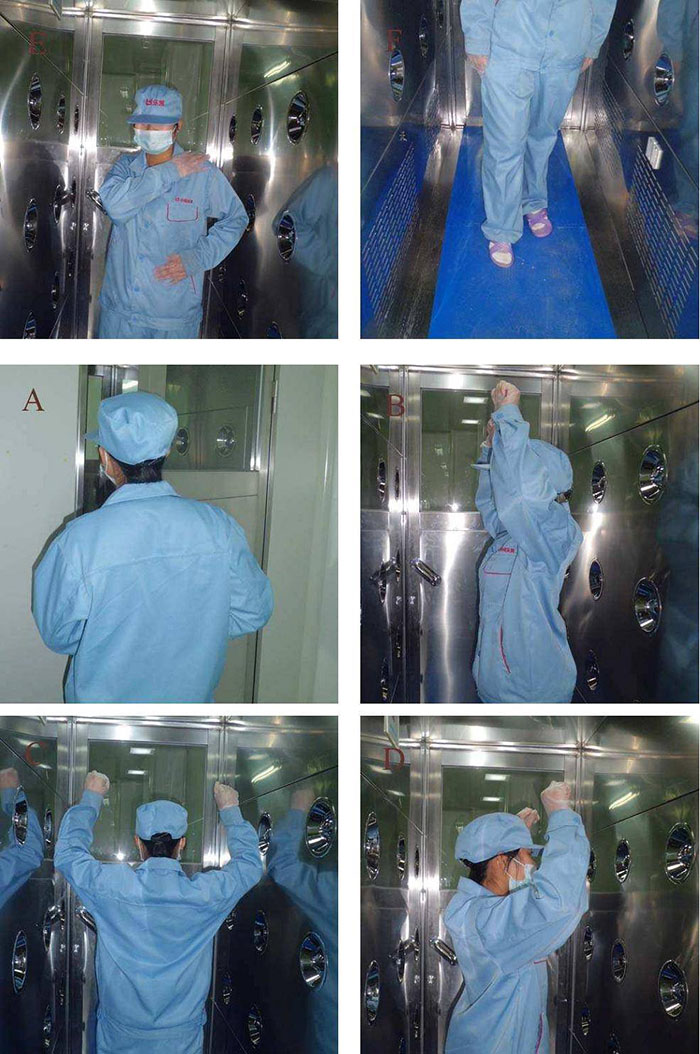 操作人員進(jìn)入風(fēng)淋室前，應(yīng)穿戴好個(gè)人防護(hù)用品，如無(wú)菌服、帽子、口罩、手套等。